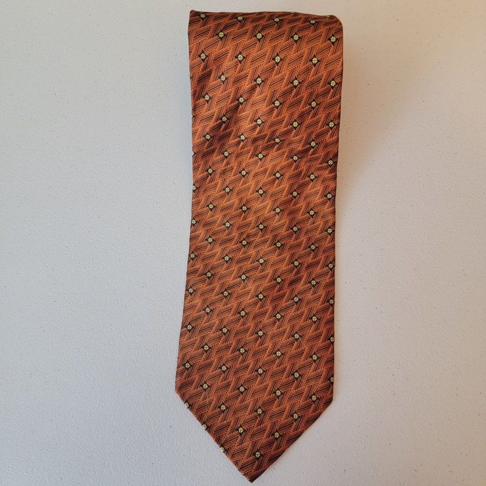 Bagliani Mens Orange Vintage 100% Silk Made in Italy Necktie
